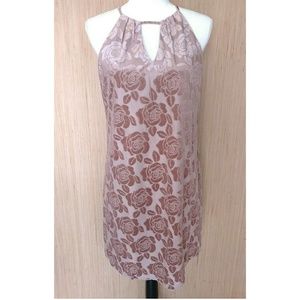 Candies Dusty Pink Halter Flower Swing Dress sz M